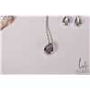 Image 2 : 10kt white gold 18" neck chain with tear drop pendant set with small diamond plus matching earrings 