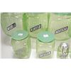 Image 3 : Nine piece Anchor Hocking green Uranium depression glass canister set, circa 1930 with seven ribbed 