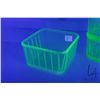 Image 3 : Four pieces of vintage green Uranium glass including a double stacked refigerator box plus a square 