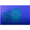 Image 1 : Vintage Uranium glass 12" leaf motif plate, pitcher and small bud vase