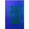 Image 3 : Vintage Uranium glass 12" leaf motif plate, pitcher and small bud vase
