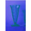 Image 2 : Three pieces of vintage Uranium glass including 8 1/2" spill vase, drinks pitcher and small lipped b