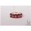 Image 2 : 14kt yellow gold and genuine garnet five stone ring, size 7
