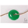 Image 1 : 10kt yellow gold 22" Byzantine neck chain with green jade circle pendant