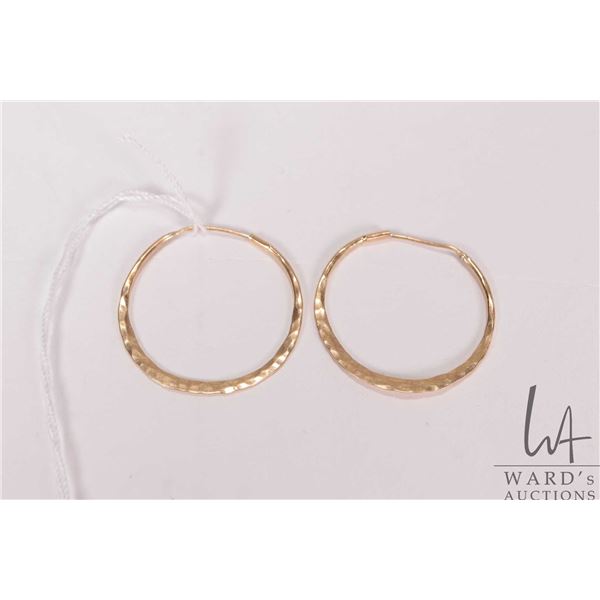 14kt hand hammered yellow gold earrings