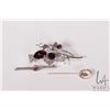 Image 1 : Two vintage sterling silver brooches including bar brooch set with gemstone like stones and marked B