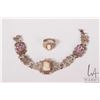 Image 1 : Vintage Giulano Fratti GM wire silver filigree brooch, set with pink jewel like gemstones and carved