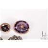 Image 3 : Selection of antique Victorian jewellery including two gold tone and amethyst coloured glass brooche