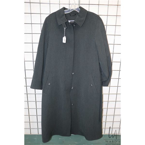 Sasyo New York woman's full length trench style coat with belt, appears to be size medium