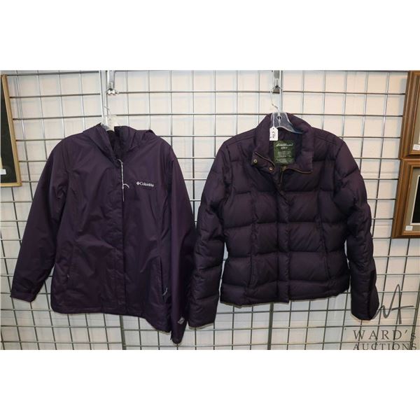 Ladies Eddie Bauer quilted jacket and a Columbia hooded wind breaker, both size medium