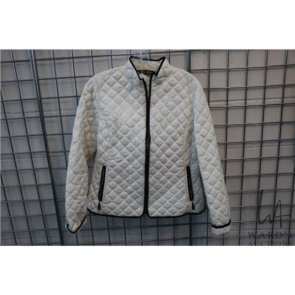 Ladies Eddie Bauer quilted goose down zippered jacket, size large