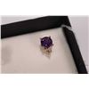 Image 2 : 14kt yellow gold earrings set with round amethyst gemstones and accent diamonds