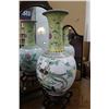 Image 5 : Large Chinese famille rose porcelain vase with yellow ground neck with scrolling floral motif and bo