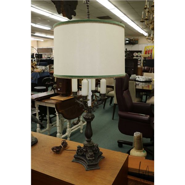 Cast metal/ bronze table lamp with shade