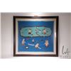 Image 2 : Inuit art hand made wool applique Kiluk featuring an ice fishing scene, overall dimensions including