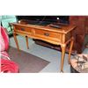 Image 1 : Solid cherry two drawer console/ sofa table on cabriole support and made by Gibbard, 30"H X 48" W X 