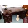 Image 1 : Large quality modern double pedestal office desk with inset leather writing surface and keyboard dra