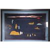 Image 1 : Inuit art hand made wool applique Kiluk featuring a camp scene, overall dimensions including frame 3