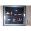 Image 1 : Inuit art hand made wool applique Kiluk featuring a Inuit hunter with dog sled, overall dimensions i