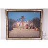 Image 2 : Allen Sapp, framed acrylic on canvas painting of Powwow, 20" X 24". Note: Artwork & framed pieces ca