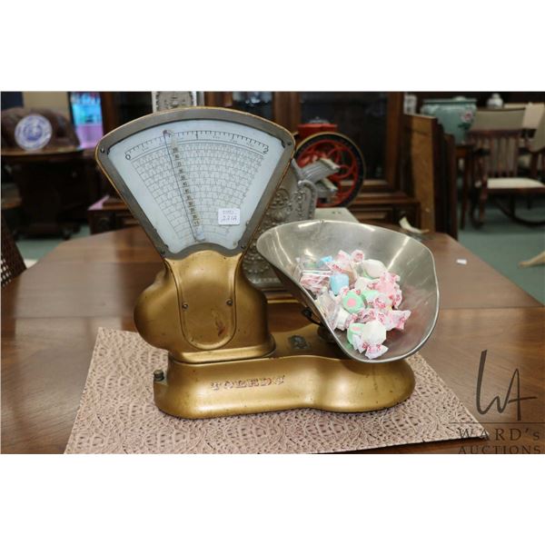 Vintage gold toned, cast iron Toledo N0. 405 candy store scale