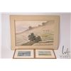 Image 1 : S. Niimi watercolour paintings including unframed Asian fieldworkers 13" X 19" and two small framed 