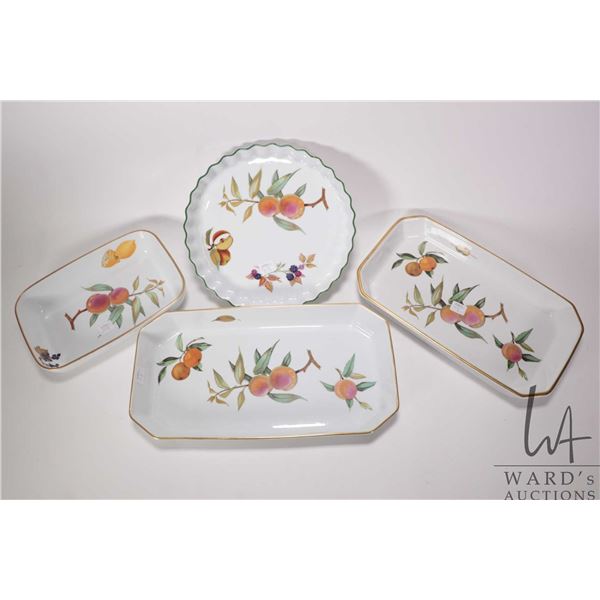 Four pieces of Royal Worcester Evesham including 15" rectangular baking dish, 14" baking dish, 10 1/
