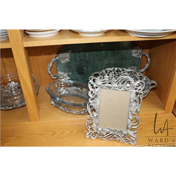 Large selection of Seagull Canada pewter including large center bowl, footed bowl, baking dishes, ma