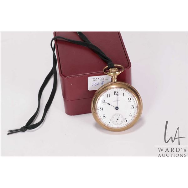Waltham 17 jewel pocket watch, model 1883 with P.S. Bartlett full plate movement, double sunk enamel