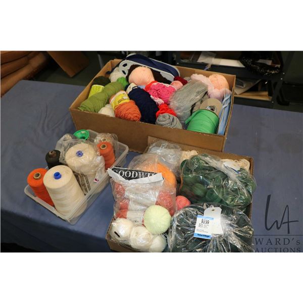 Large selection crafting supplies including embroidery cotton, bias tapes, knitting yarns, trims, th