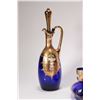 Image 3 : Vintage hand painted Bohemian gilt and cobalt glass drinks set including lidded decanter, seven glas