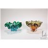 Image 1 : Two pieces of MCM hand blown art glass including blue/ green and yellow green dishes