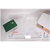 Image 2 : Janome acrylic free arm extender plus a turn table cutting mat and a table top embroidery table