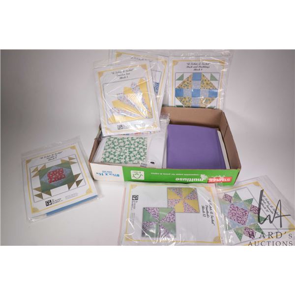 Fourteen quilting block patterns with fabric from the Quilted Basket Inc. plus some addition fabrics