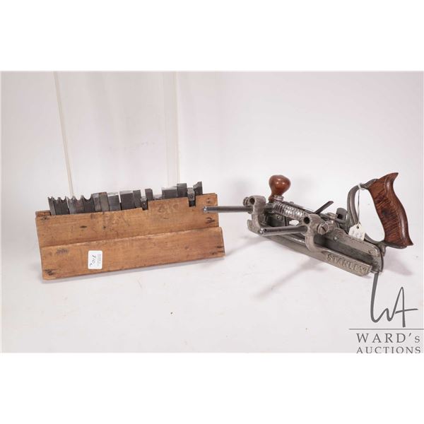 Antique Stanley #45 Type 4 plane circa 1890-1892, comes with original cutter box and 15 blades