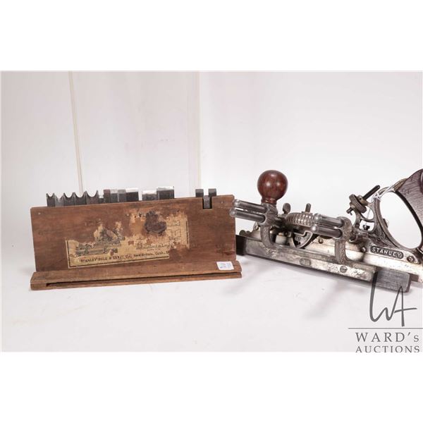 Antique Stanley #45 Type 7B plane circa 1901-1906, comes with original cutter box and 13 blades