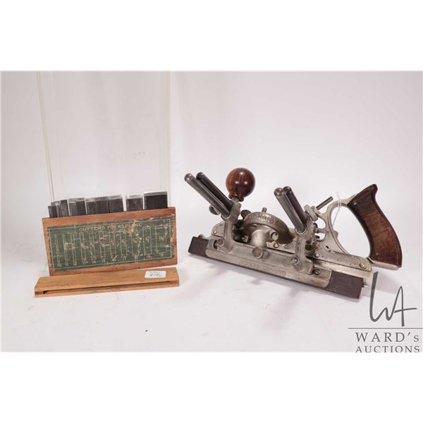 Antique Stanley #45 Type 15 plane circa 1923-1935 with original cutter box and 11 blades