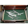 Image 4 : Remington leather wrapped 8 drawer tool box with assorted hand tools including picks, sculpting tool
