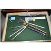 Image 5 : Remington leather wrapped 8 drawer tool box with assorted hand tools including picks, sculpting tool