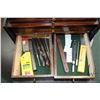 Image 6 : Remington leather wrapped 8 drawer tool box with assorted hand tools including picks, sculpting tool