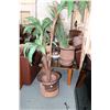 Image 1 : Two clay pots, each approximately 13" high and filled with faux houseplant