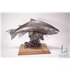 Image 1 : Artisan made tin salmon sculpture 17" in height and 30" wide