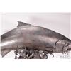 Image 4 : Artisan made tin salmon sculpture 17" in height and 30" wide