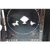 Image 15 : Four panel Oriental black lacquered room divided with painted floral and birds and attached carved s