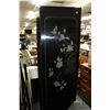 Image 16 : Four panel Oriental black lacquered room divided with painted floral and birds and attached carved s