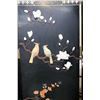 Image 8 : Four panel Oriental black lacquered room divided with painted floral and birds and attached carved s