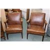 Image 1 : Pair of vintage open arm office chair with upholstered, seat, back and arms