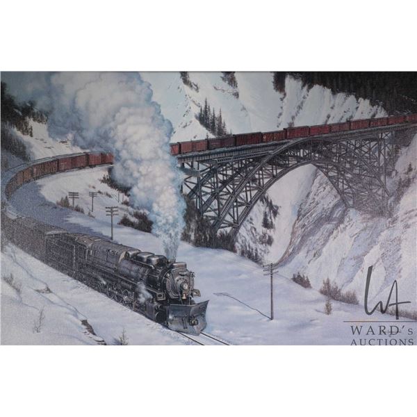 Max Jacquiard, limited edition framed print titled "8000 on Stoney Creek Bridge" 24/40 AP, overall d
