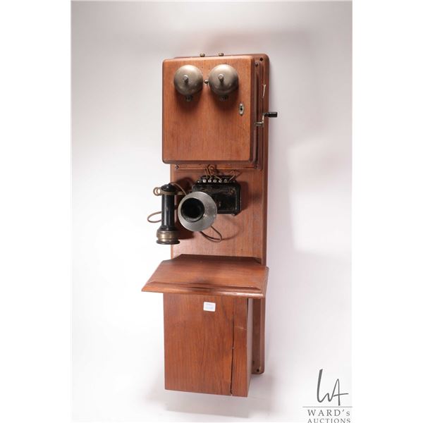 Antique oak Stromberg- Carlson, Rochester New York wall phone, includes original inner workings