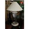 Image 3 : Set of three living room Neo Classical style table lamps with metal galley and stone/ stone like bas